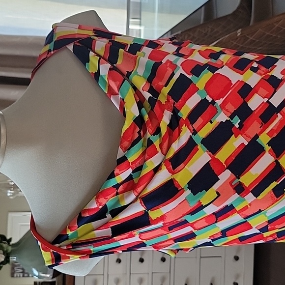 Evan Picone Sleeveless Cowl Neck Dress - Size 14, Multicolor Pattern - Picture 4 of 14